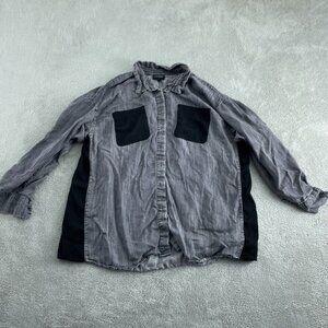 Lane Bryant Womens Gray & Black Button-Up Shirt Size 22 2063